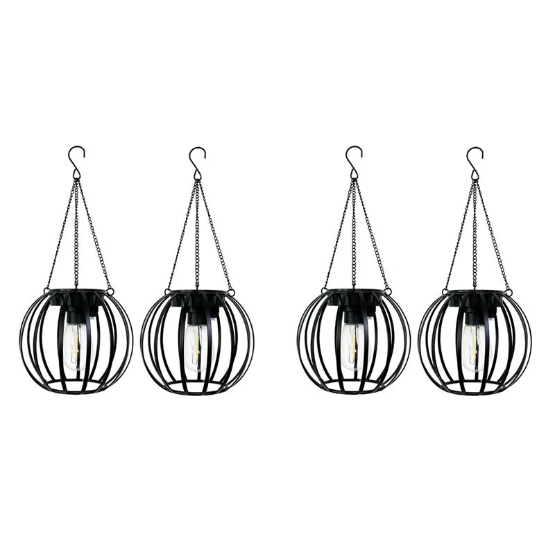 WORTHOWN-Solar Lanterns Outdoor Lights, Metal Solar Lantern Lights, Brighter Hanging Solar Lights Outdoor Waterproof 4 Pack