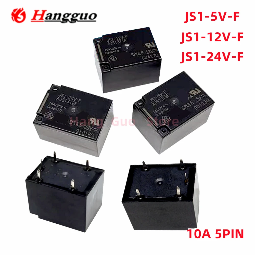 5pcs/Lot Original JS1-5V-F  JS1-12V-F JS1-24V-F 5-Pin 10A 5V 12V 24V  power electromagnetic Relay