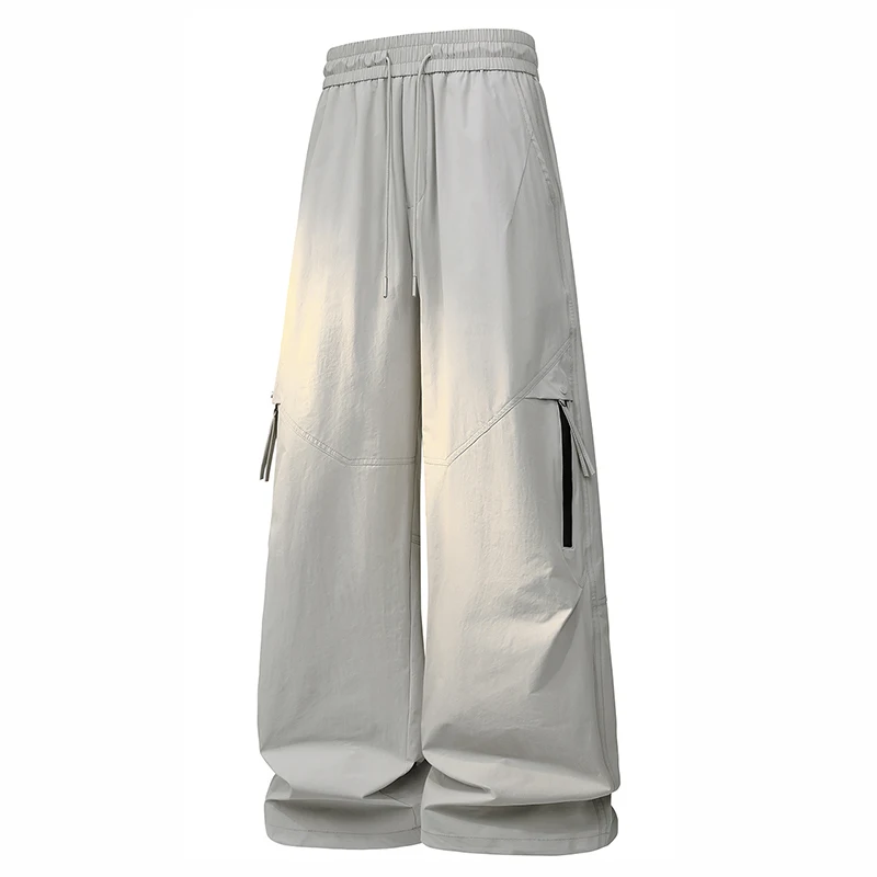 Spring Autumn Men Multiple Pockets Solid Cargo Pants Outdoor Fishing Hiking Sports Pants New Fashion Versatile Casual Pants Men
