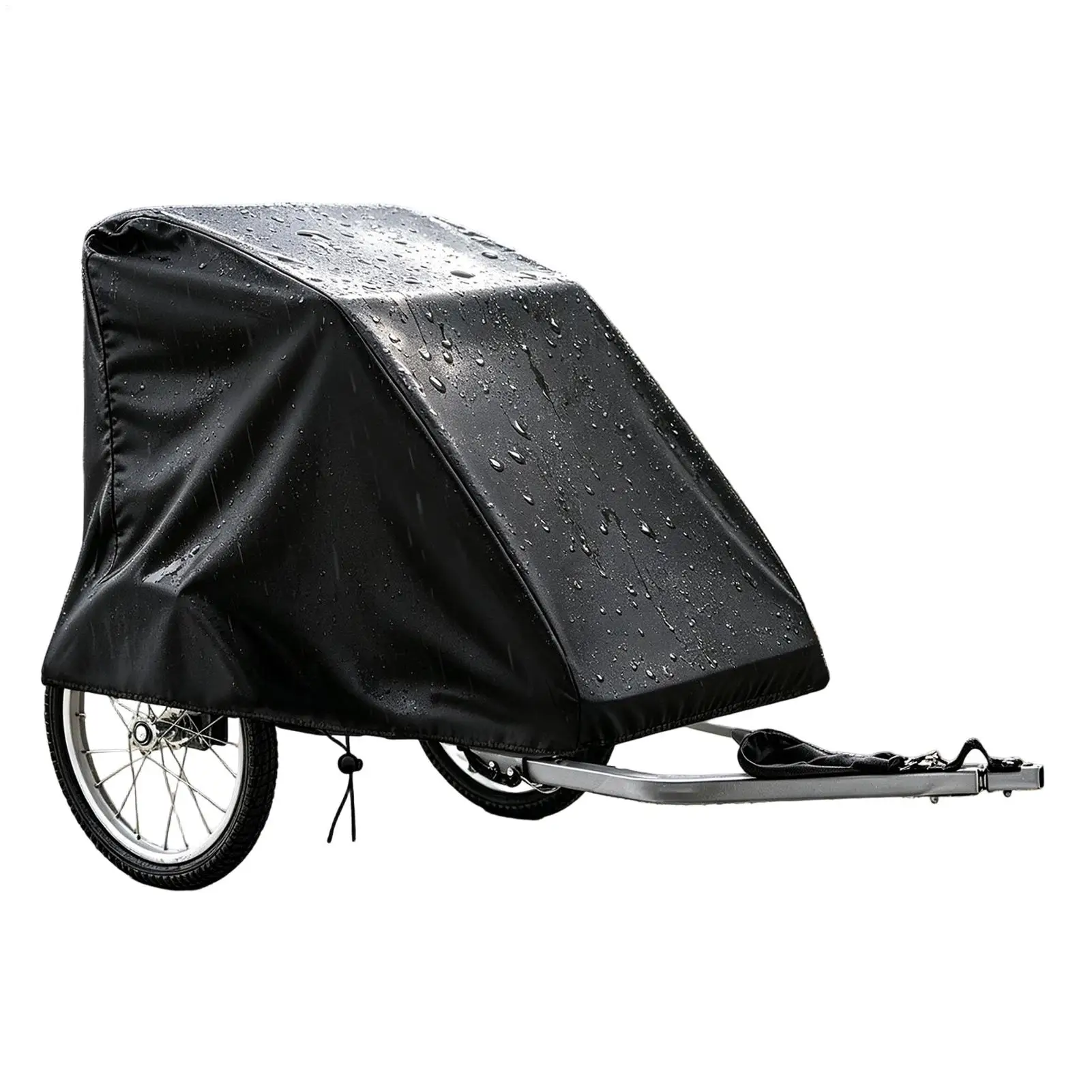 UV Resistant Drawstring Bike Cargo Trailer Cover Dustproof Bicycle Trailer Protector for Outdoor Camping Travel Garage Commuting