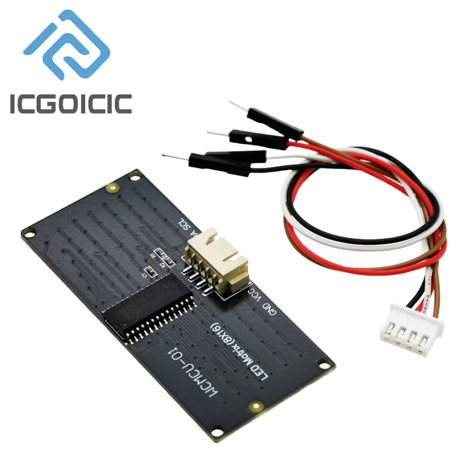 Módulo de exibição de matriz LED 8*16 – Interface I2C, 3,3 V ~ 5 V para projetos DIY Arduino, Micro:bit e Raspberry Pi