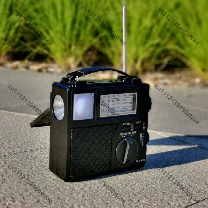 Vintage Full Band FM AM SW Radio For Elderly Solar Rechargeable With Flashlight LED Light Portable Speaker