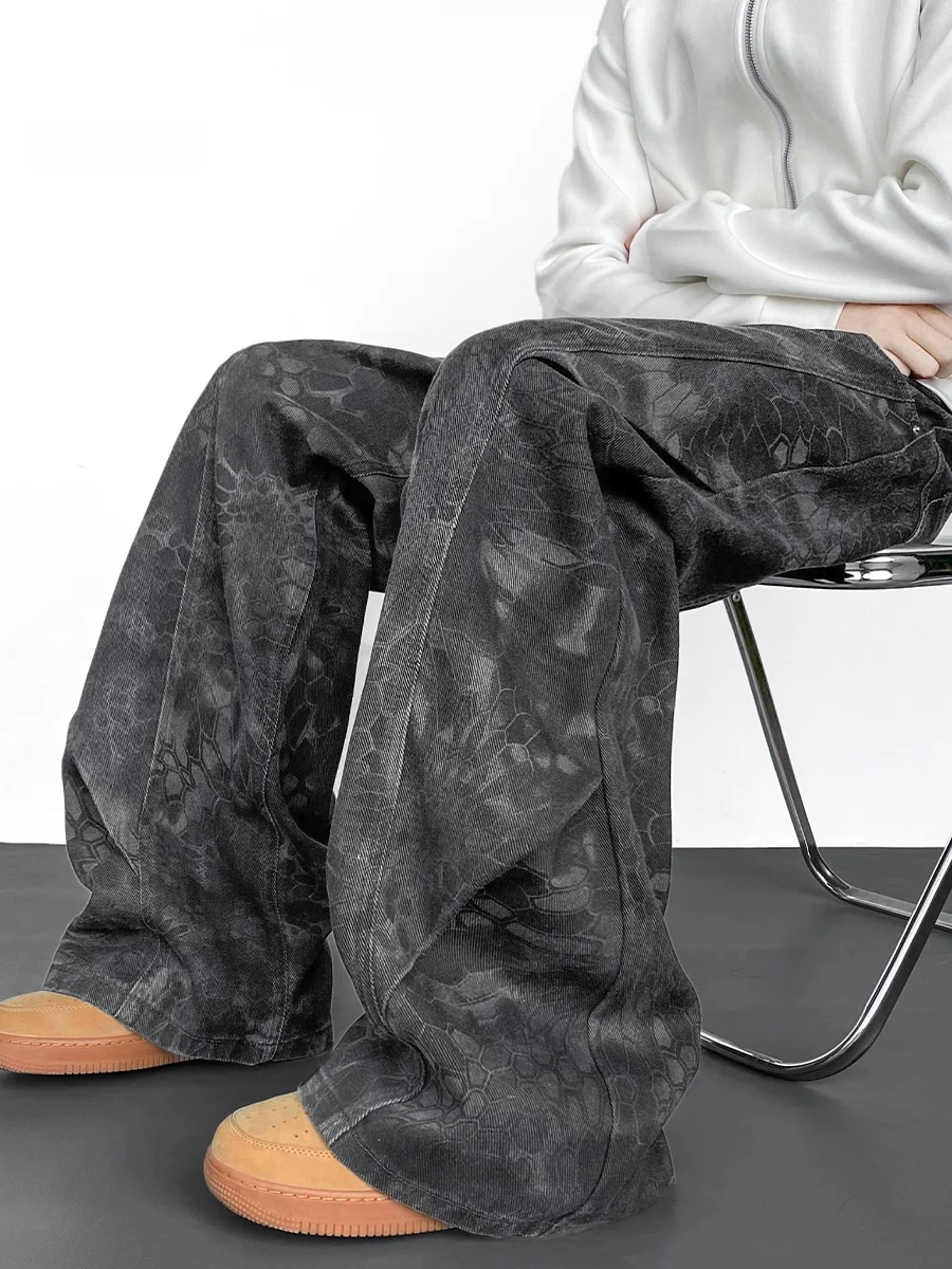 

Мужские джинсы American High Street Knife: весенне-осенние, стильные, с эффектом потертости, рабочие, прямые, свободные, широкие штанины, длинные брюки