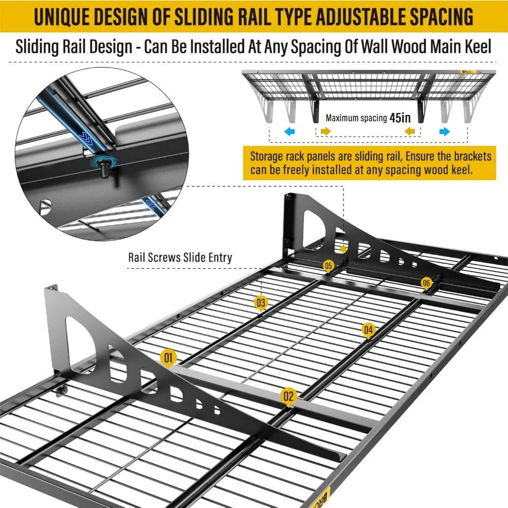 Adjustable Rail Wall Garage Storage Shelf, for Tool Room, Storage Room, Store Supermarket Wall Storage Shelving Rack