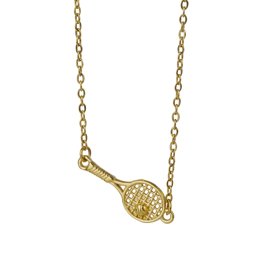 Stainless Steel Tennis Racket Fashion Silver Color And Gold Plated Pendant Necklace Jewelry Gift For Him With Chain