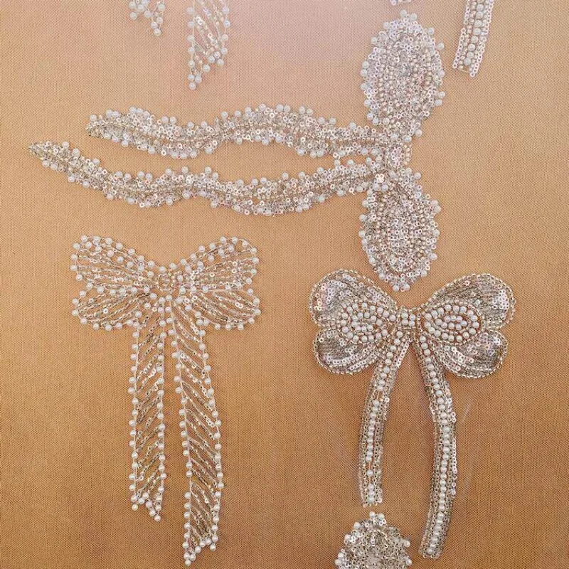 

Три вида, новая модная и изысканная отделка: банты, жемчужные пайетки, декор из рисовых бусин, для одежды, свадебных аксессуаров, материалов