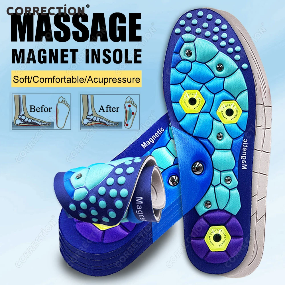 

Магнитные удобные массажные стельки для акупунктурных точек для мужчин и женщин, массаж ног из ЭВА, спортивные стельки для поддержки свода стопы, ортопедические вставки для обуви