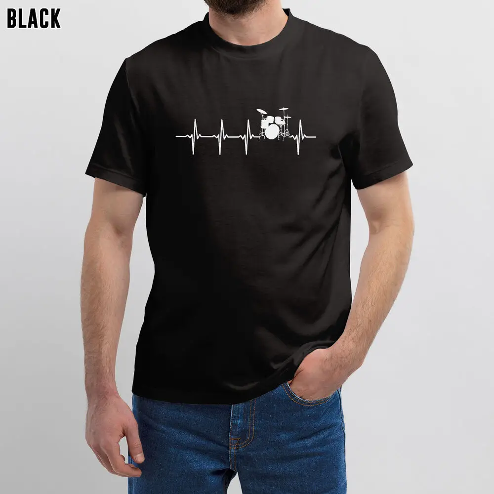 Drums Heartbeat T-Shirt for Drummers and Percussionists, Drum Set Drumming Tee