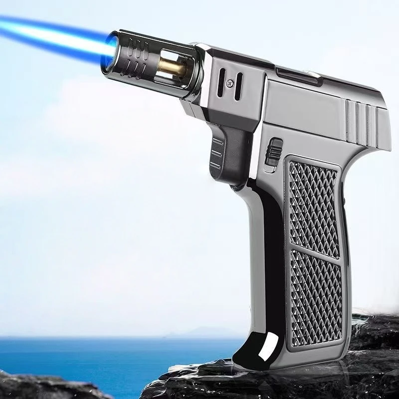 

High Fire Spray Gun Windproof Jet Blue Flame Butane Gas Lighter Safety Lock Switch Outdoor Camping BBQ Kitchen Cigar Lighters