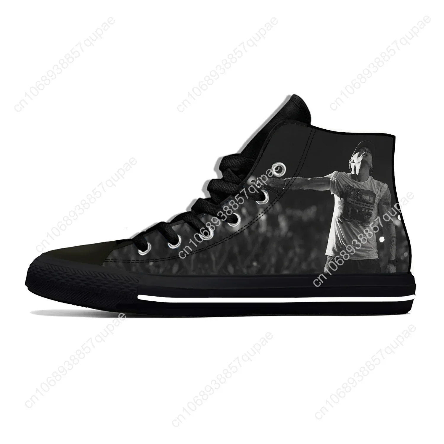 Eminem Hip Hop Rapper Rap Music Fashion Popular Casual Cloth Shoes High Top Lightweight Breathable Custom Men Women Sneakers