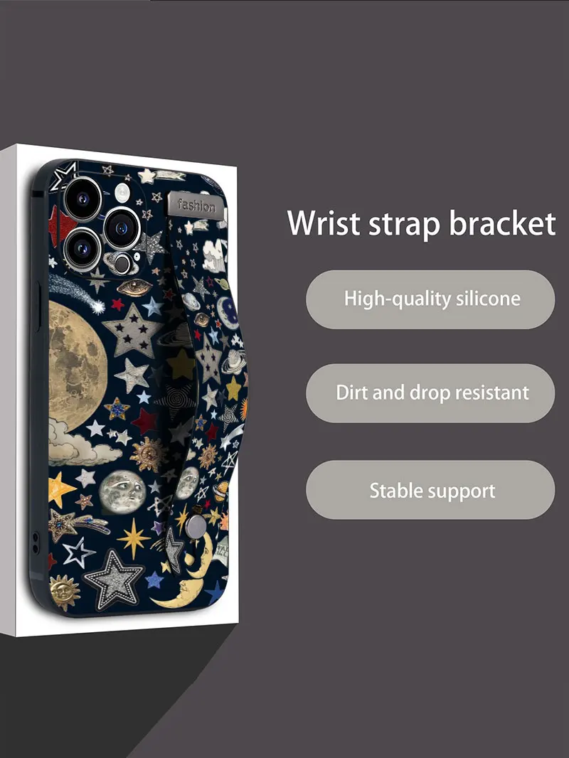 الفاكهة الليمون الملونة ستار زهرة الفن نمط شريط للرسغ جراب هاتف آيفون 17 16 15 14 زائد 13 12 11 برو ماكس X XS الغطاء الخلفي