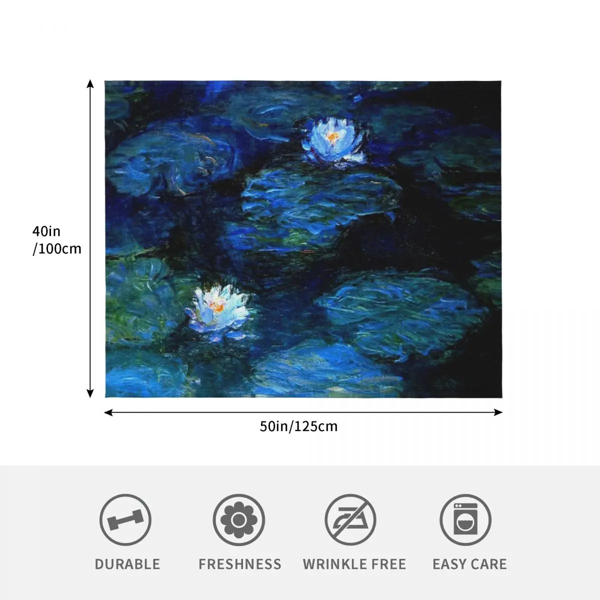 زنابق الماء مونيه الأزرق العميق رمي بطانية أريكة رمي أريكة الأربعاء البطانيات العلامة التجارية الفاخرة #4