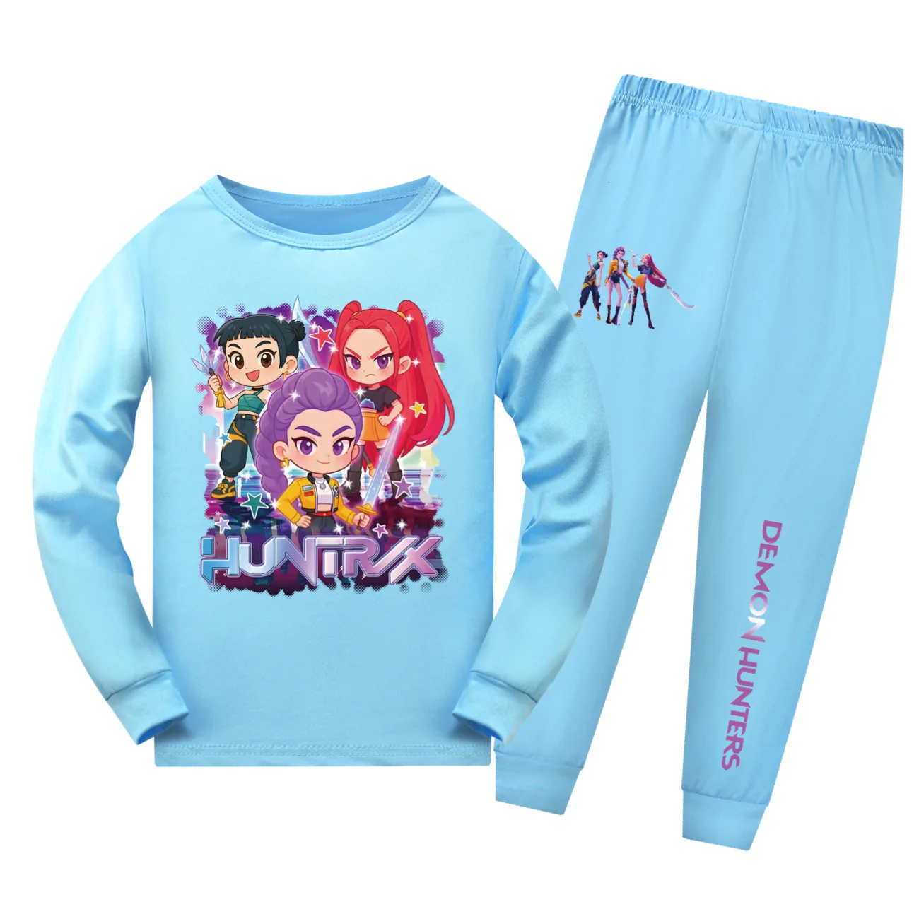 

KPop Demon Hunters Huntrix Clothes Kids T-shirt Sweatpants 2pcs Set Baby Girls Long Sleeve Pajama Sets Boys Spring Sleepwear