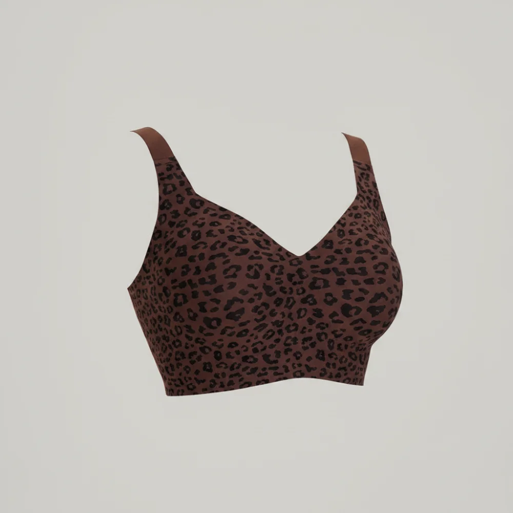No Underwire Leopard Jelly Bras Seamless Design Full Cup Seamless Lift Bras Removable Pads Soft Thin Mold Wireless Push Up Bra