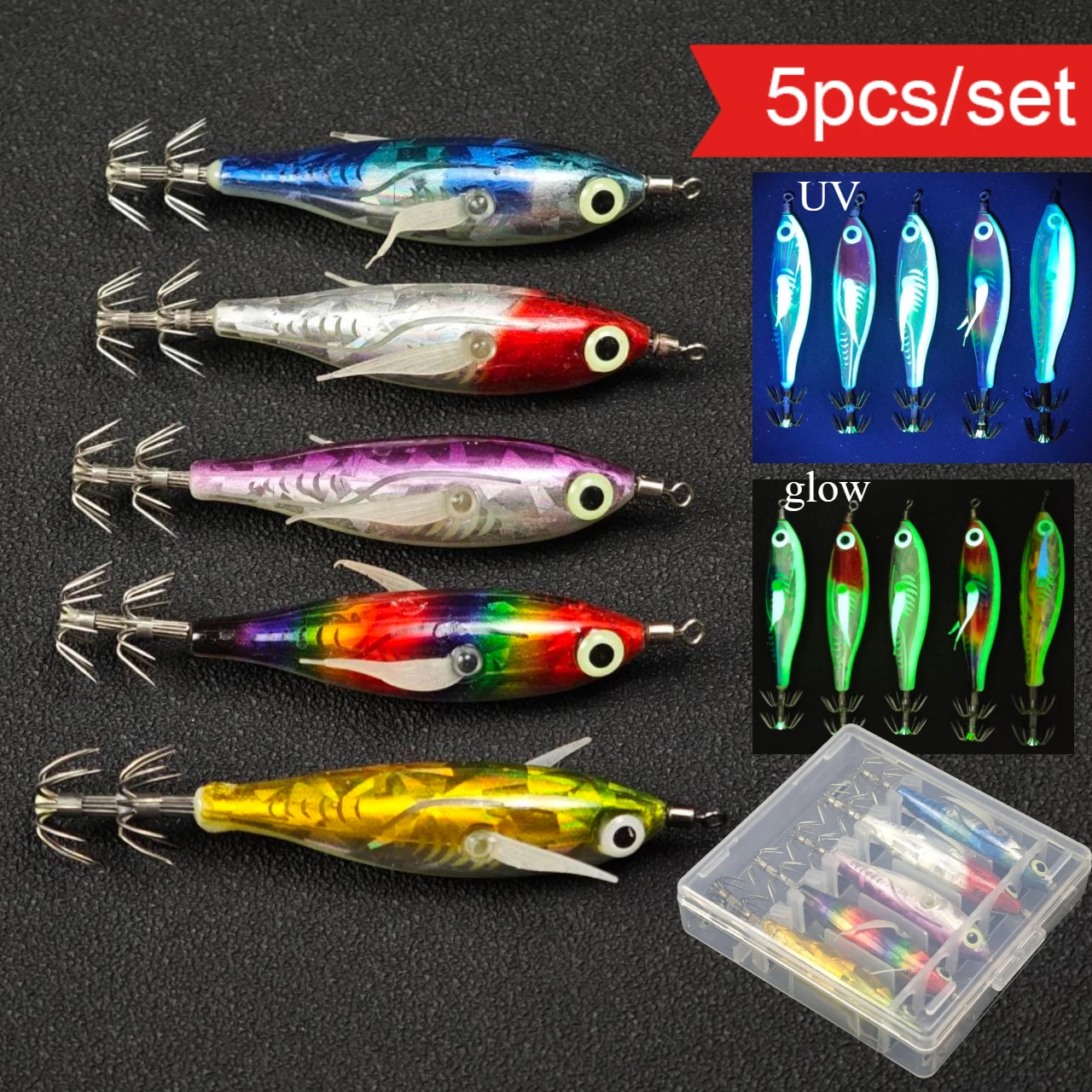 conjunto-de-5-iscas-horizontais-de-75cm-para-pesca-de-lula-e-polvo-com-efeito-uv-para-Agua-salgada