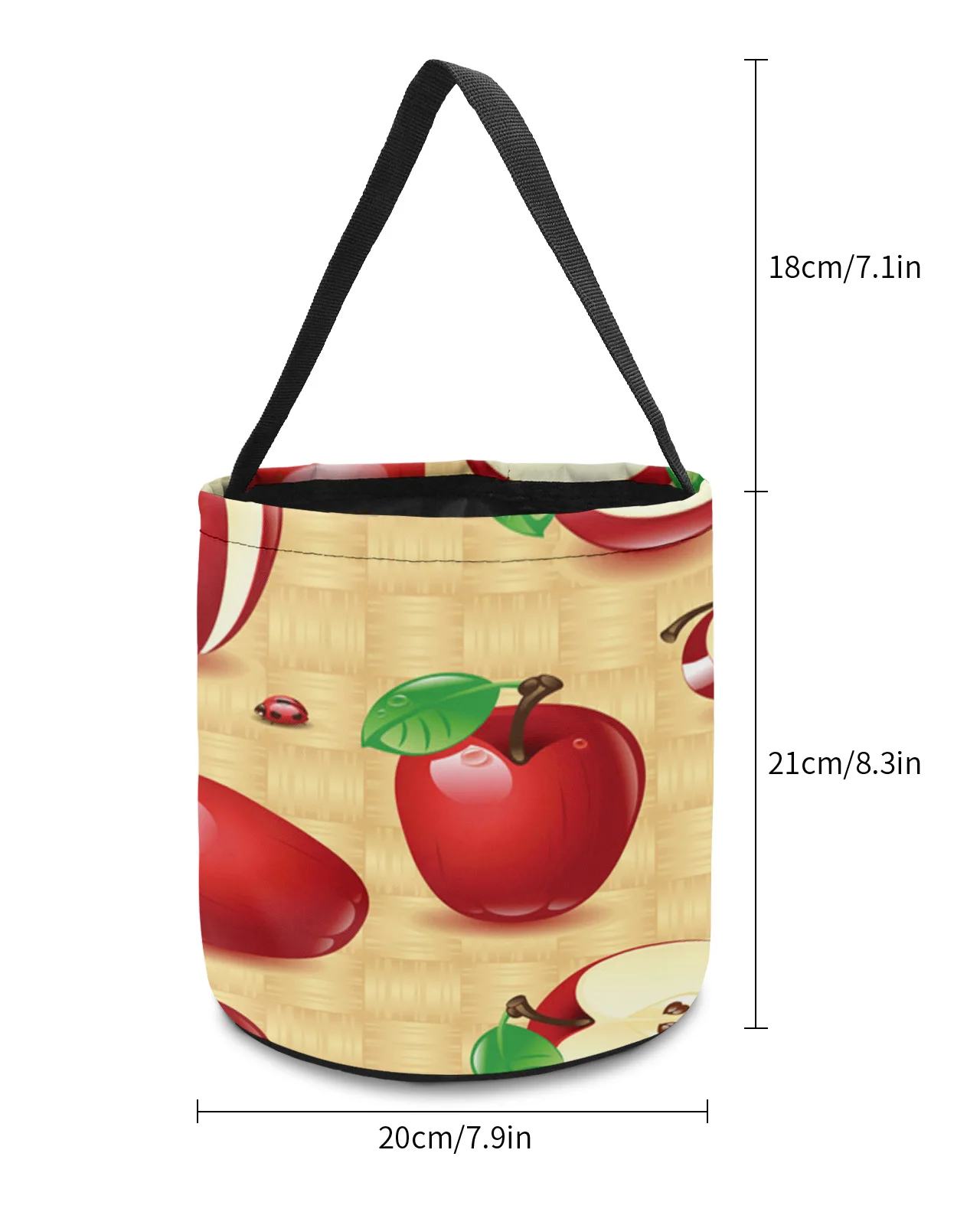 Apple Red Ladybug Weaving Storage Basket Candy Bucket Portable Home Storage Bag Hamper For Kids Toys Party Decoration Supplies