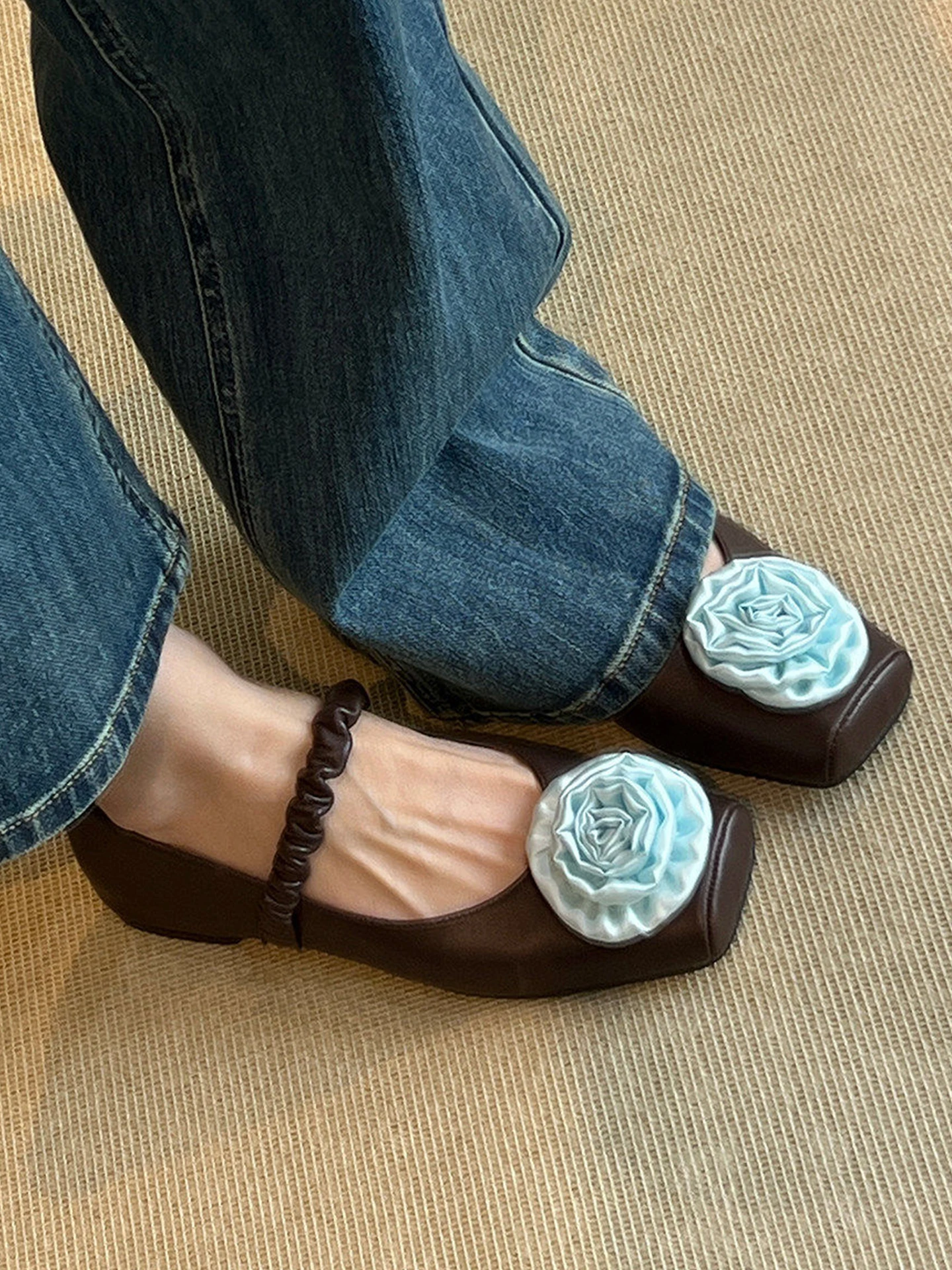 comfortable-soft-cowhide-ballet-mary-jane-oes-women's-early-spring-new-sle-versatile-commuter-oes-rose-flower-design