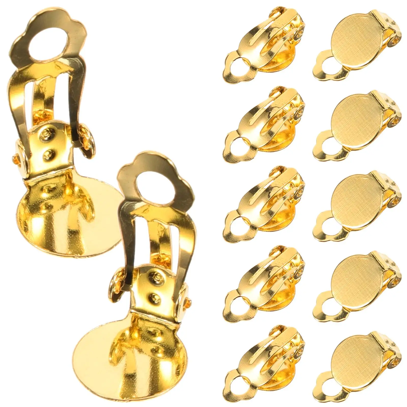 

20 Pcs Frog Ear Clips Copper Metal Comfortable Safe Sensitive Ears Earring Converter Portable Round Clip on Earrings Jewelry