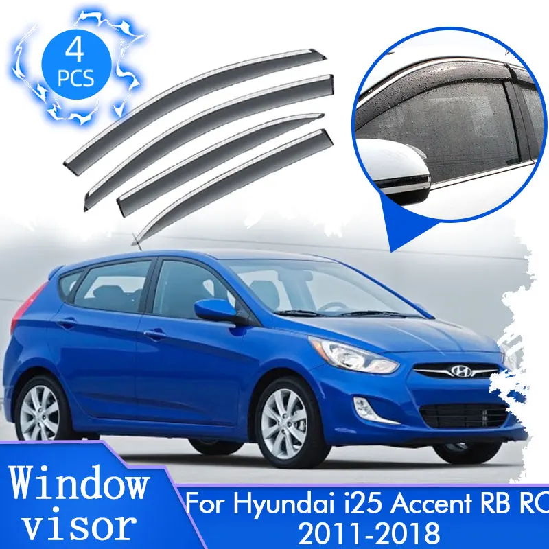 For Hyundai i25 Accent Verna Solaris RB RC 2011~2018 Sun Rain Window Visor Deflector Guard Awning Windshield Car Accessories