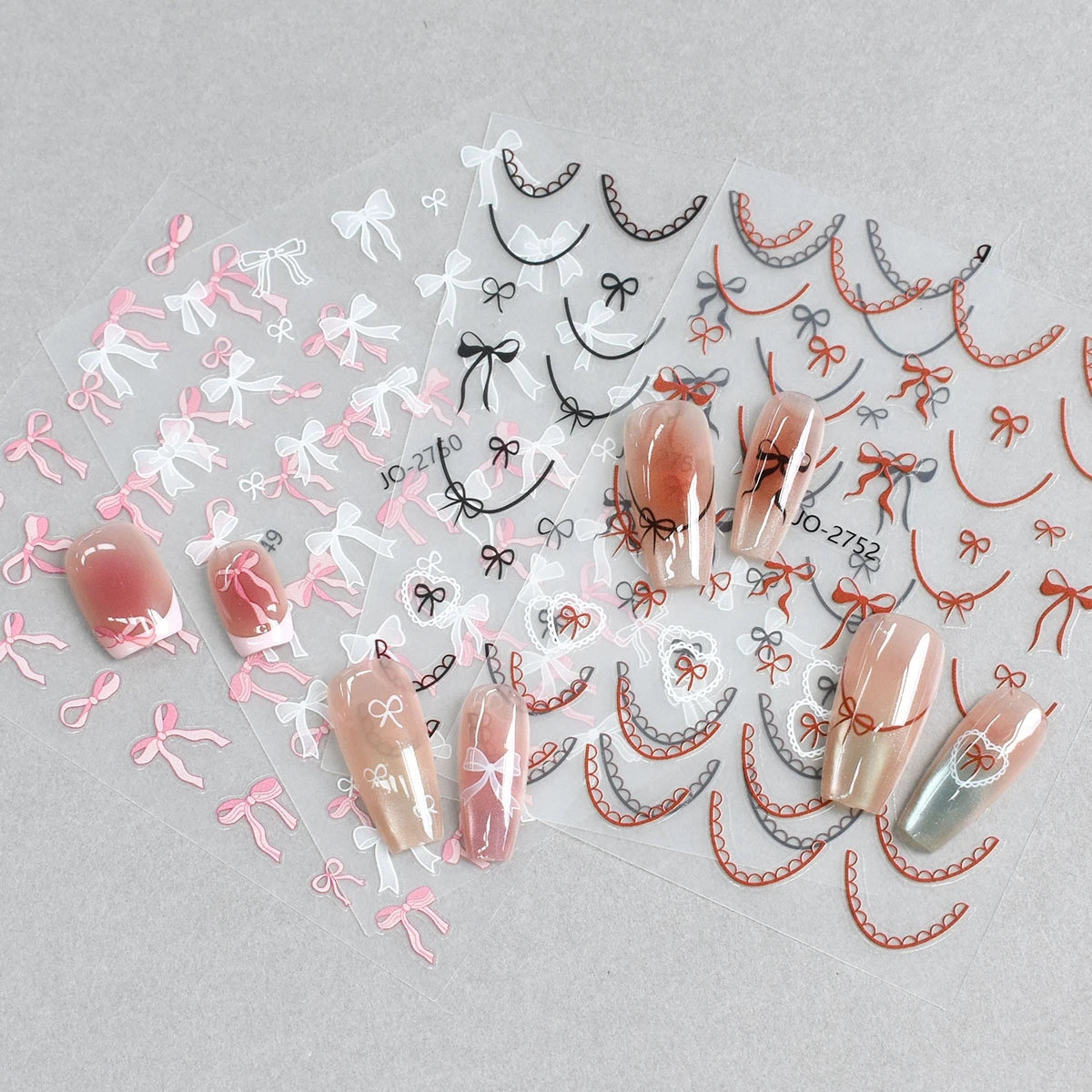 3/6/12 ورقة شفافة مقوس دانتيل ملصقات الأظافر ثلاثية الأبعاد الأبيض الوردي الشريط سلسلة خط مسمار ملصقات فنية لتصميم مانيكير ذاتي الصنع #6