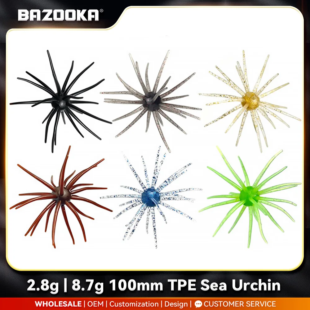 Bazooka TPE Fishing Lure Simulated PVC Sea Urchin 2g 8g Soft Pike Silicone For Bream Sea Bass Tilapia Gears Mandarin Winter Bait