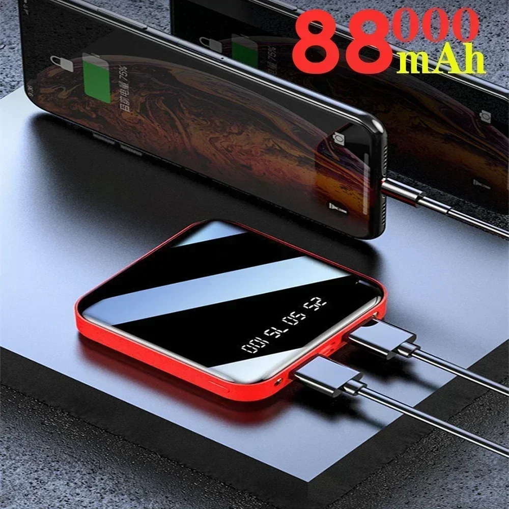 SU Mini 88000mAh Portable Power Bank 2 USB LCD Digital Display Fast Charging External Battery Powerbank For iPhone Xiaomi Huawei