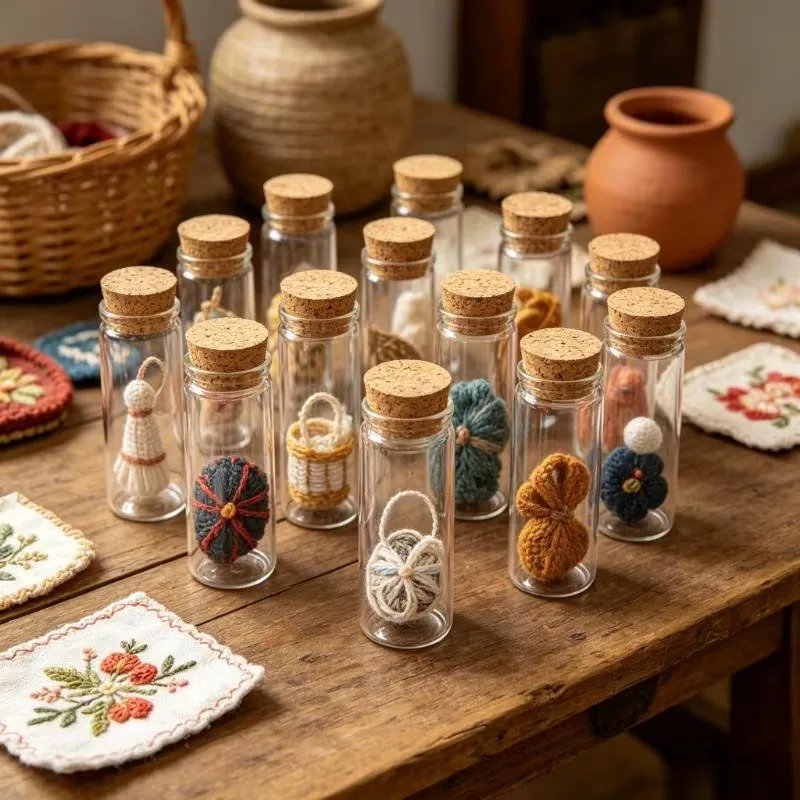 10Pcs Mini Clear Glass Bottles,DIY Drifting Wish Bottle Hanging Decoration- Message Vials Spice Containers Empty Wish Jars