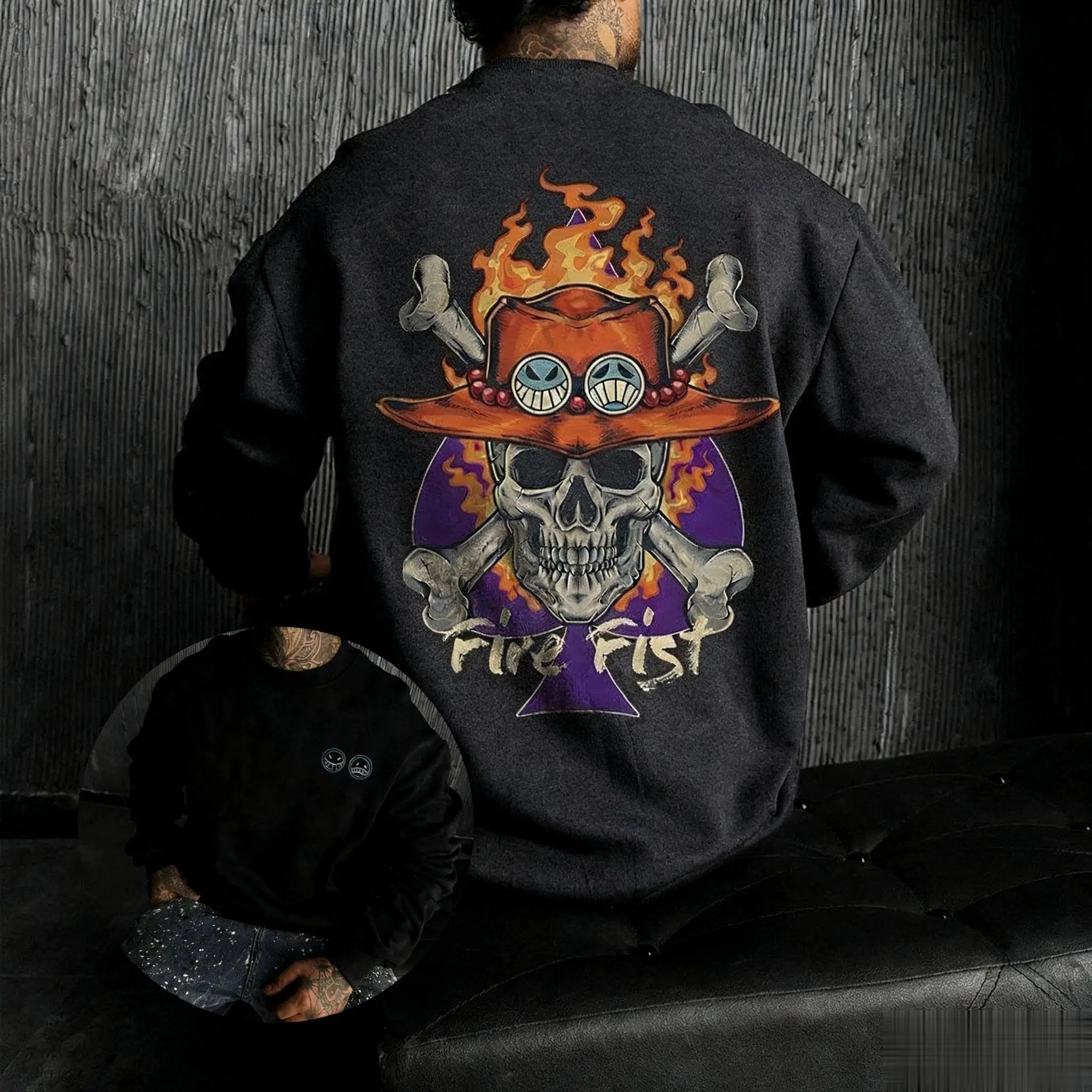 المتضخم خمر قطعة واحدة أنيمي طباعة الرجال النساء البلوز البلوز هوديي الشارع الشهير تأثيري رياضة الخريف موضة Y2k الملابس #4