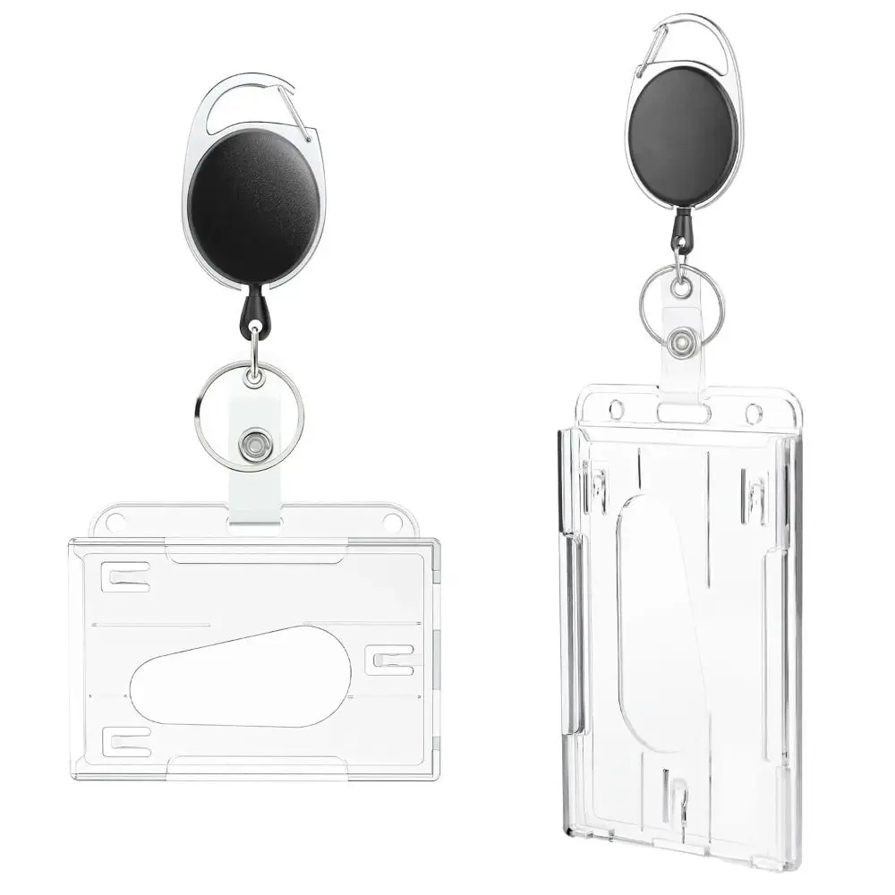 Soporte transparente para placa de identificación con carrete de insignia, funda protectora para tarjeta, funda para tarjeta de trabajo con llavero