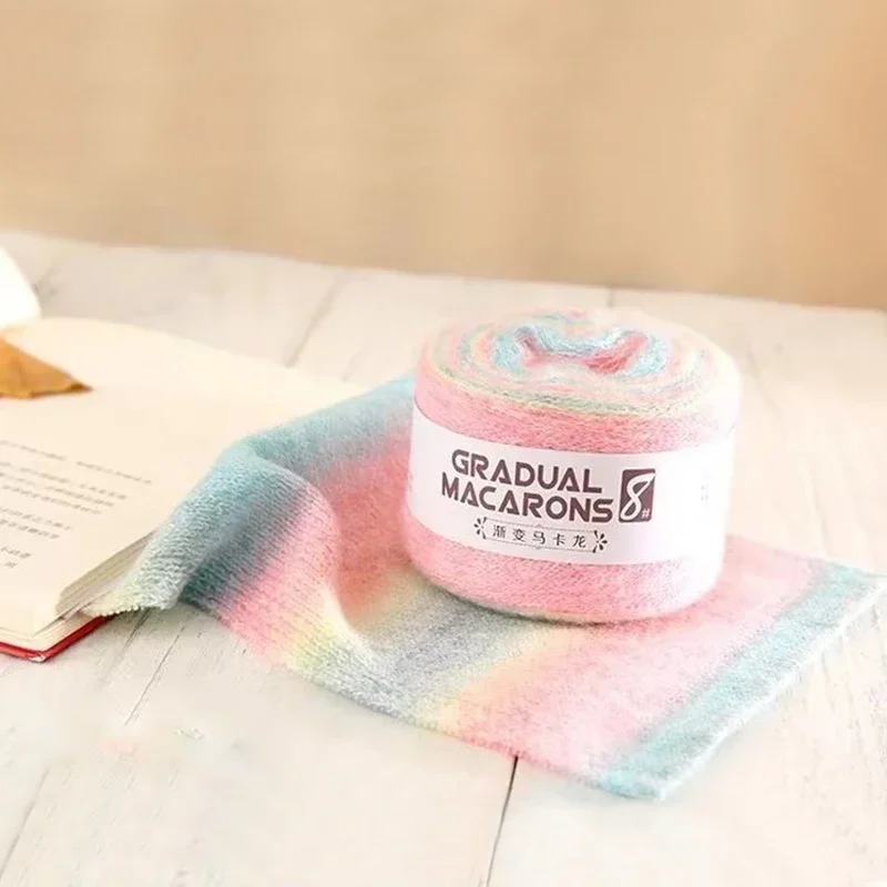 100 جرام/لفة الموهير كرة صوف للحياكة اليدوية سترة كروشيه سترة وشاح هدية قسم الصباغة معكرون اللون نظام غزل الصوف