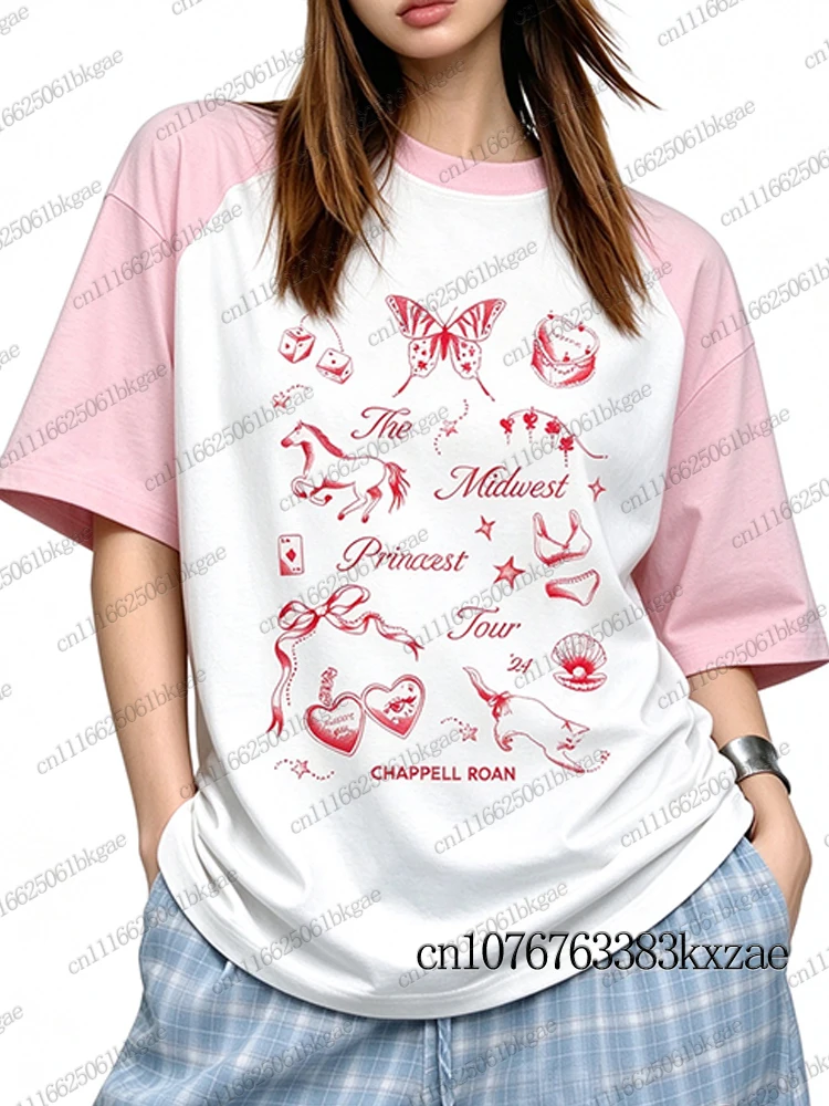 Chappell Roan 2000s Retro T-shirts For Women High Quality Teen 2000s Korean Pop Tees Casual Harajuku Short Sleeve Y2K Girls Tops