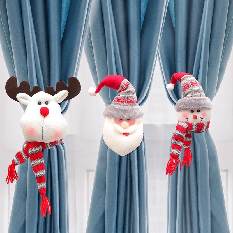 Christmas Window Curtain Tiebacks Decorations Cute Elf Doll Hook For Home Holiday Xmas Accesorios Decor Curtain