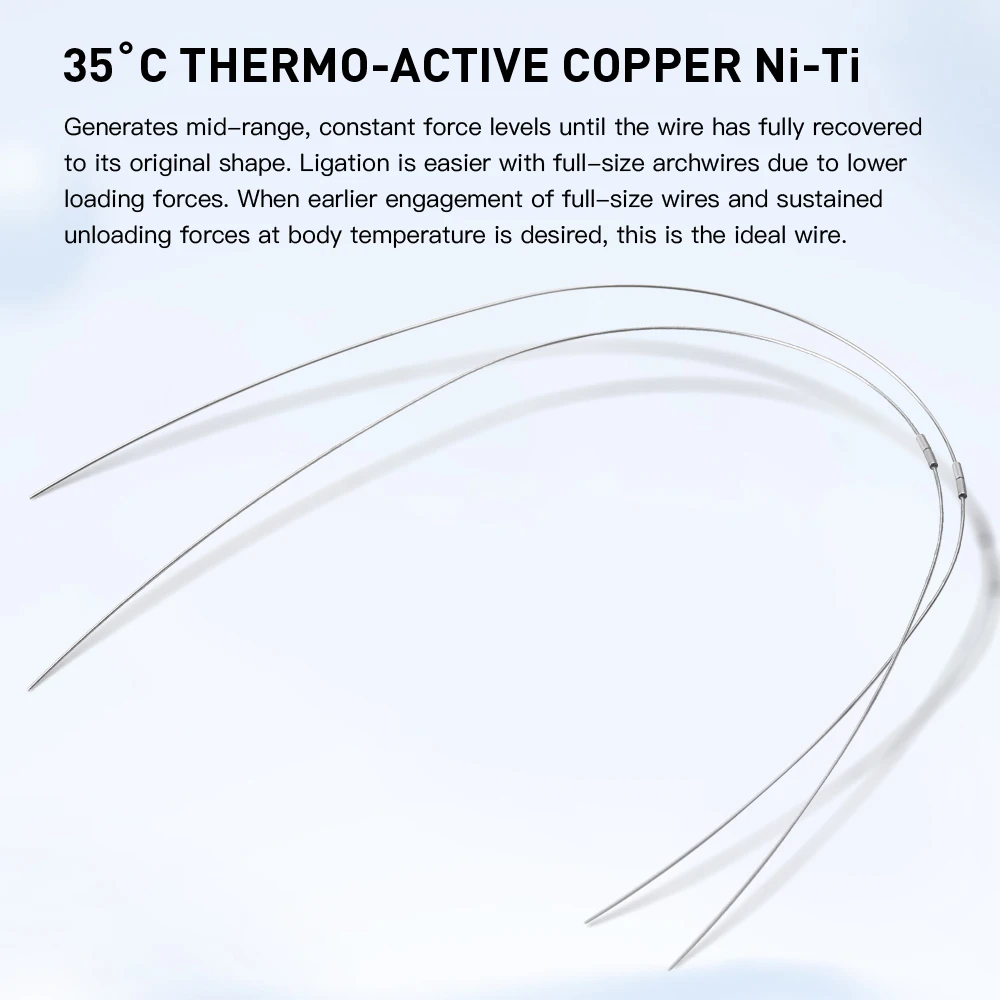 歯科矯正用歯状ワイヤー,35 ° 回転,超弾性cu-nitiヒャーワイヤー,ラウンド/長方形,1ピース/パック (合計5個)