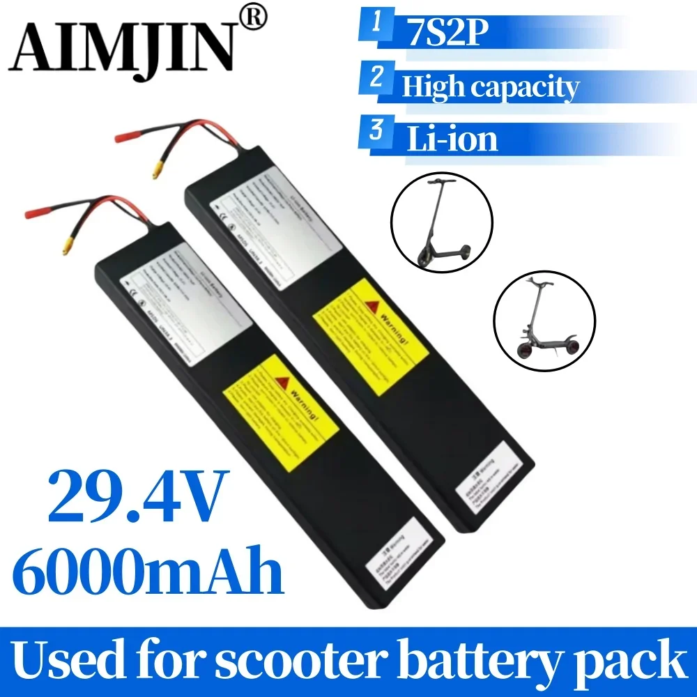 

29.4V 6000mAh 7S2P 18650 Li-ion rechargeable battery pack, suitable for battery replacement of 29.4V electric scooters