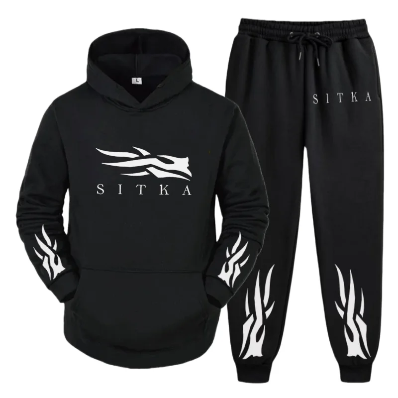 

Men's Trendy Graphic Hoodie Set - Breathable Track Joggers 2-Piece Autumn Soft Elastic Waist Daily Fitness Outdoor Sportswear