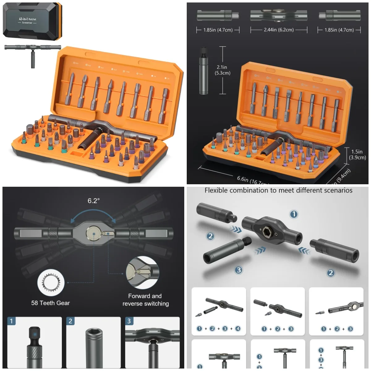 

Набор магнитных отверток 42 в 1, набор магнитных бит из 40 предметов, портативный инструмент с храповым механизмом «сделай сам» для ремонта дома и велосипеда