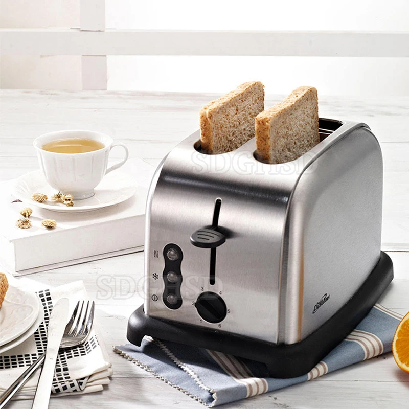High-End 2-Slice Stainless Steel Toaster Oven Electric Pop-up Toaster with Anti-Jam Baking Rack Multifunction Tostadores