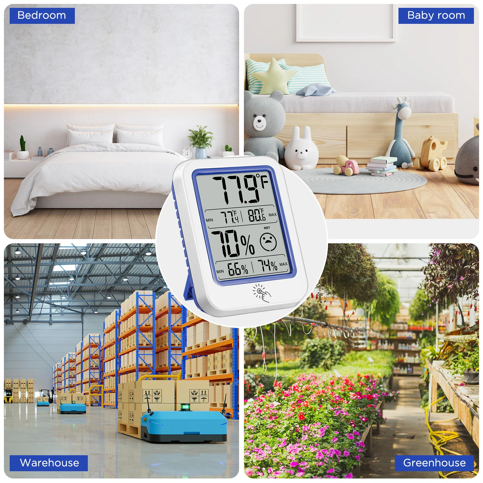 Backlight LCD Digital Temperature Humidity Meter Home Indoor Electronic Hygrometer Thermometer Home Weather Station