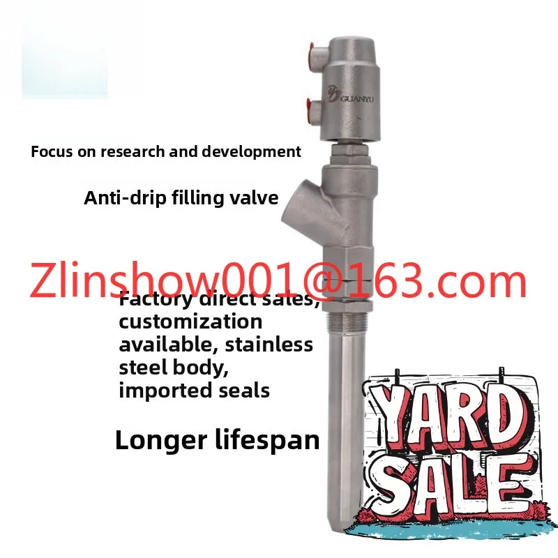 Linear filling machine accessories, stainless steel 316 anti-drip DN15 pneumatic filling valve feeding nozzle