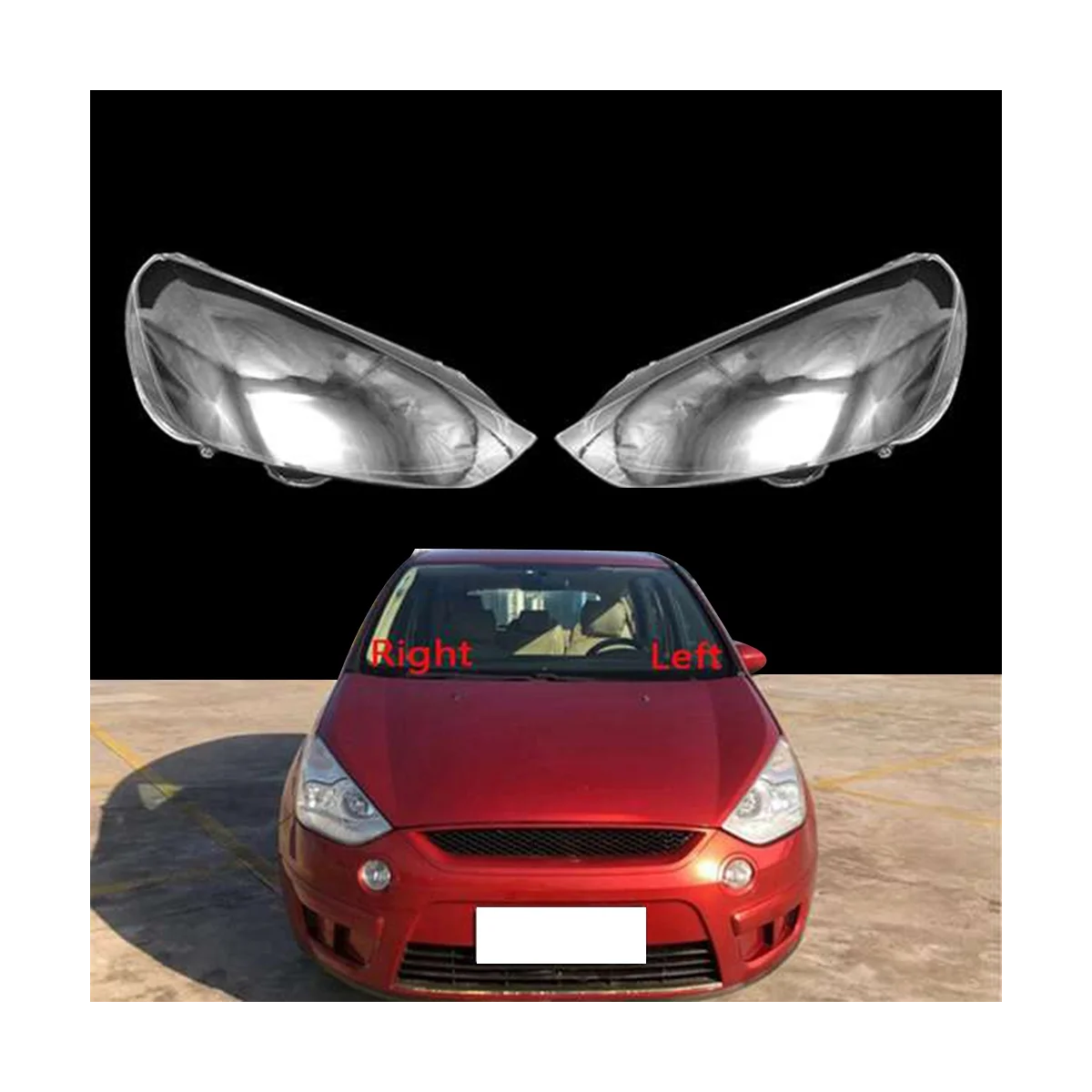 Couverture de lumière de sauna de voiture latérale pour Ford S-MAX 2007-2008, masque de coque de lampe, lentille d'abat-jour, couvercle de lampe de phare en verre