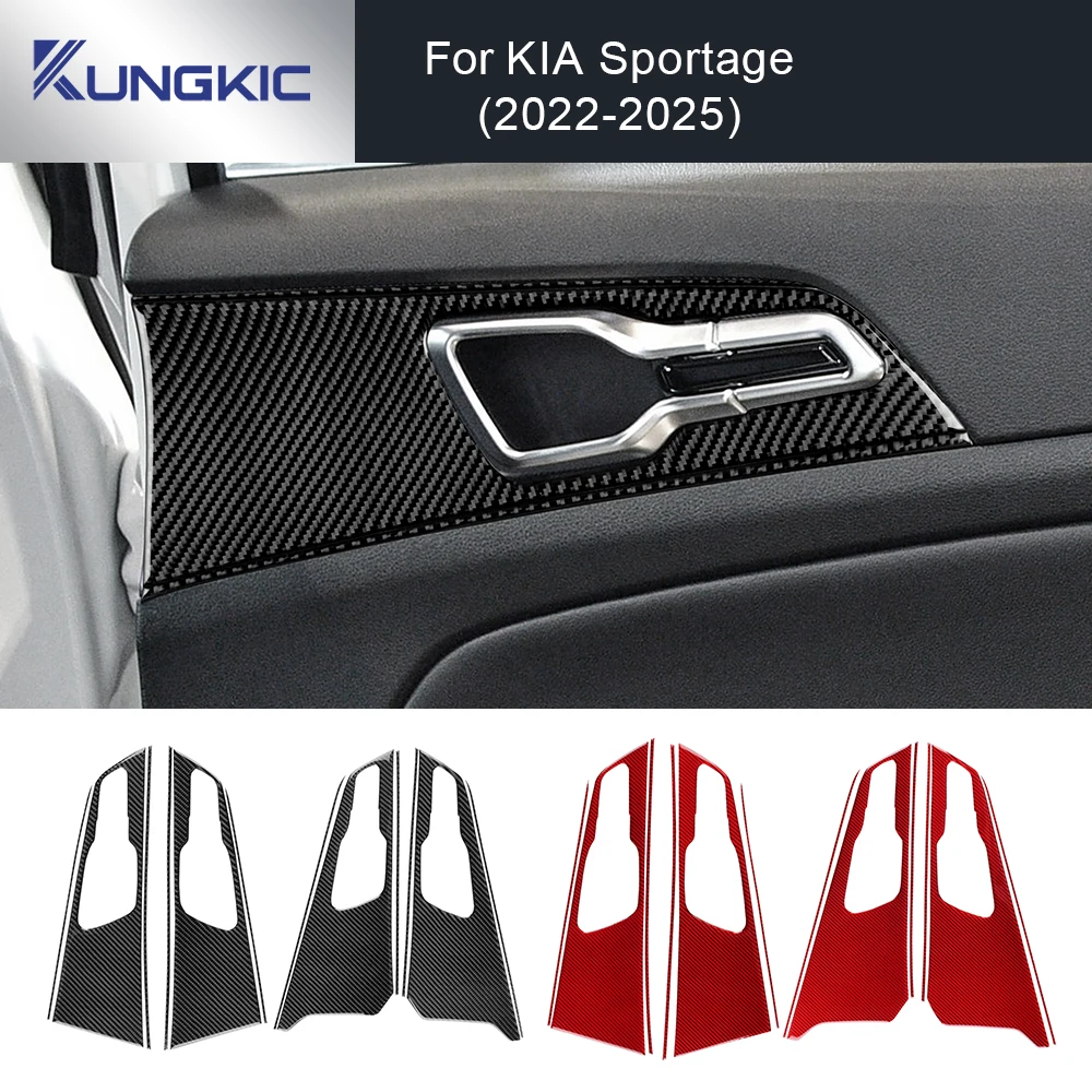 

LHD RHD Car Door Handle Bowl Panel Trim Interior Accessories Real Soft Carbon Fiber Sticker For Kia Sportage 2022 2023 2024 2025