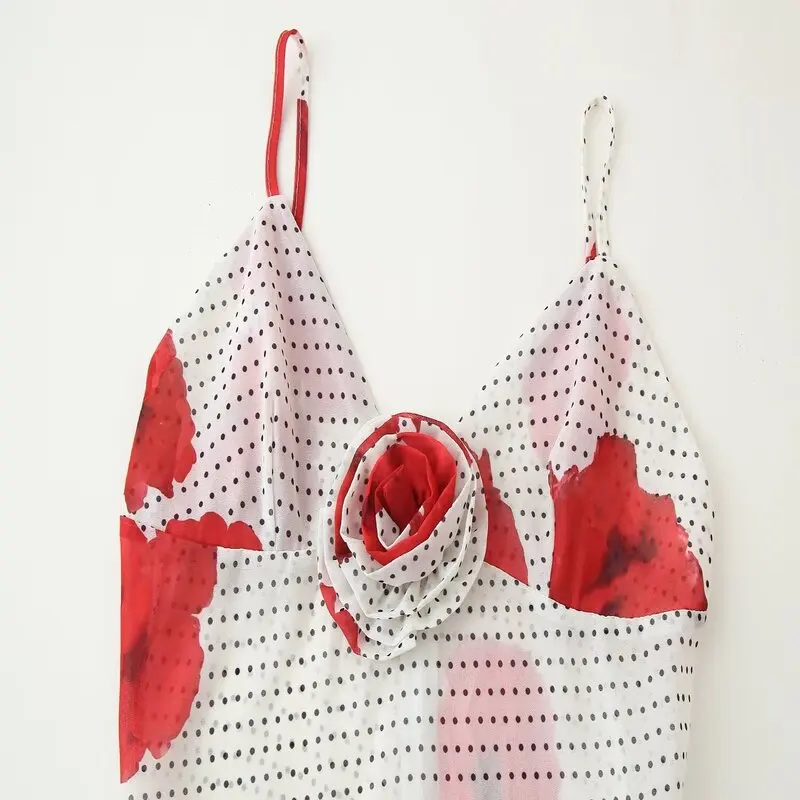 فستان صيفي طويل بدون أكتاف للنساء - تصميم أنيق بزخارف زهرية - فستان صيفي جديد وصول