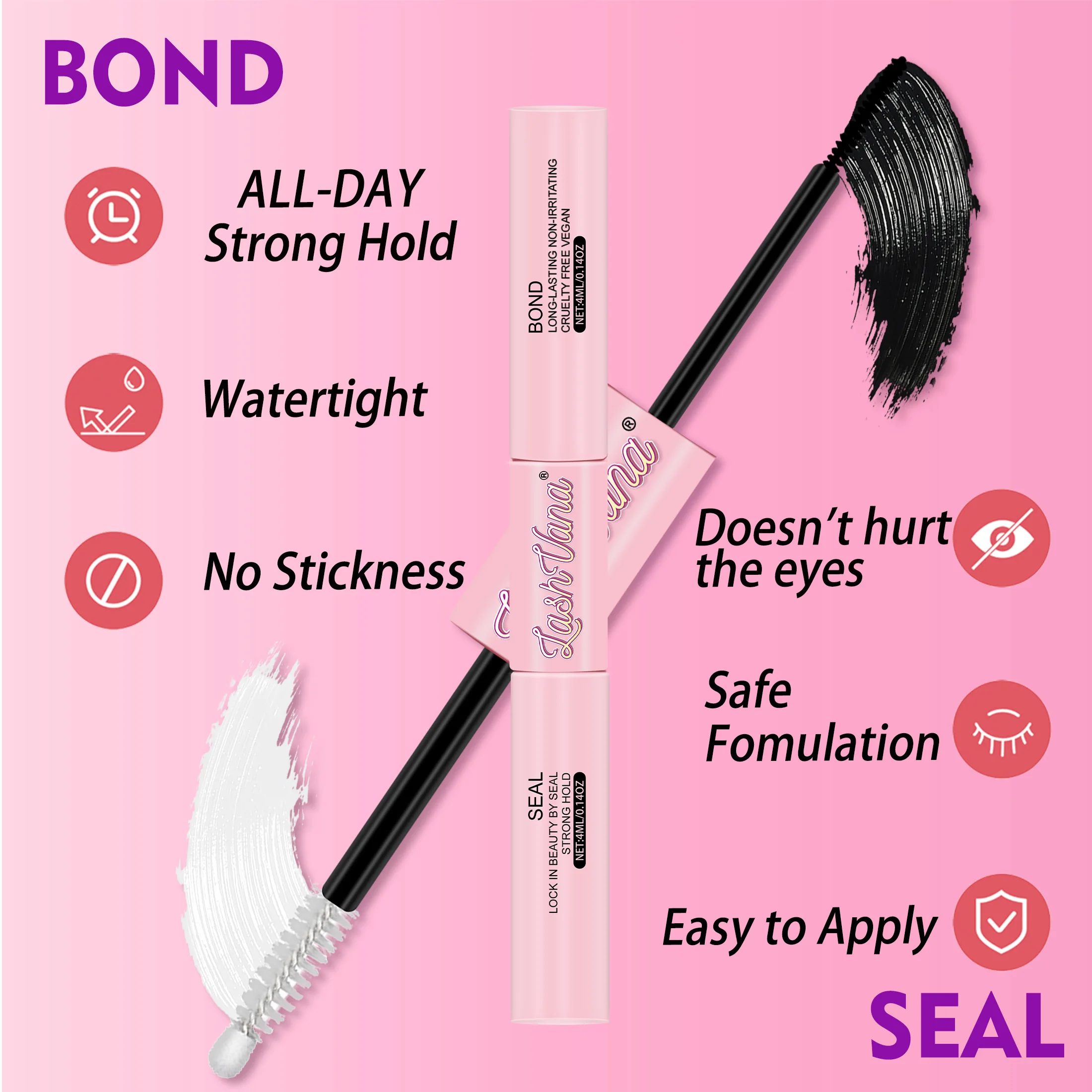 8-in-1-Set für künstliche Wimpern, bestehend aus 30D- und 40D-Wimpern, 8–14 mm Länge/Paar Bindekleber/Wimpernversiegelung/Pinzette/Bürste