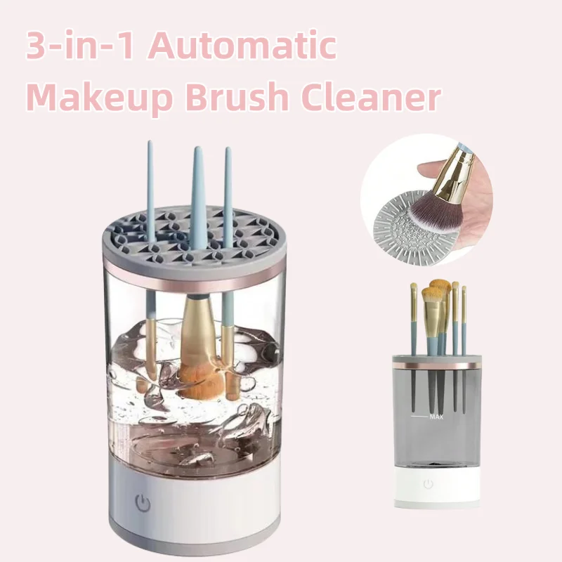 

3-in-1 Automatic Makeup Brush Cleaner Lazy Efficient Cleaning Energy saving Makeup Brush Washer Dustproof Quick Dry Makeup Tools