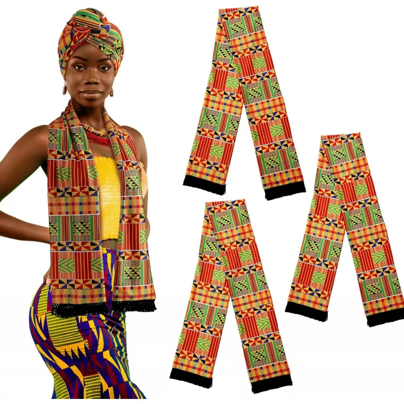 

3 Pcs African Kente Stole Sash for Women Men
