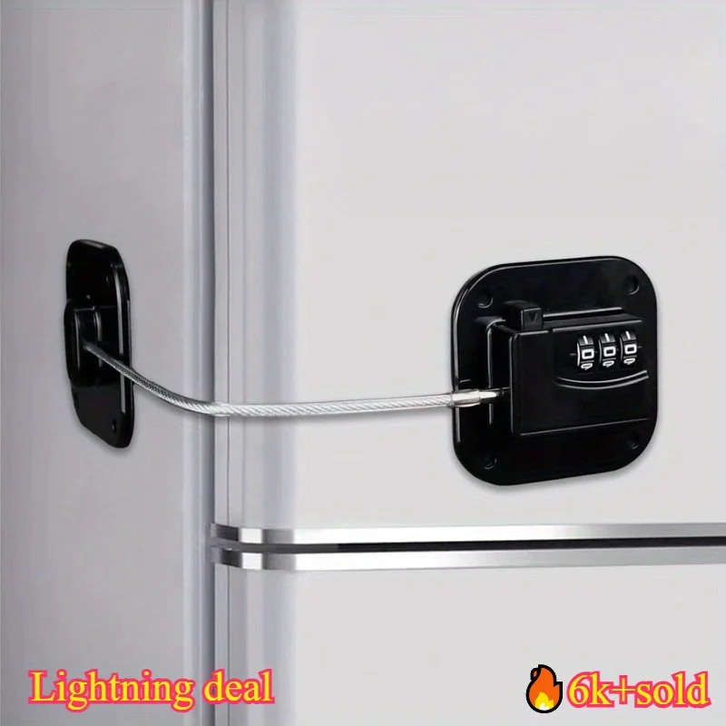 Sturdy Heavy-Duty Combination Code Fridge Lock, Custom Resettable Password Safety Lock to Secure Refrigerators from Unwanted Acc