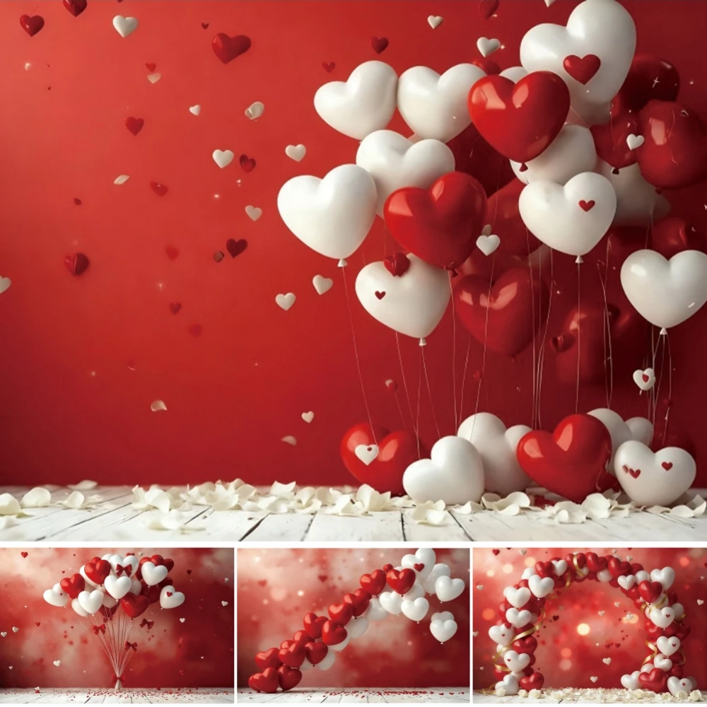 

February14th Valentine's Day Backdrop Gradient Wall Arched Love Balloon Wedding Festival Party Decor Photography Background Prop
