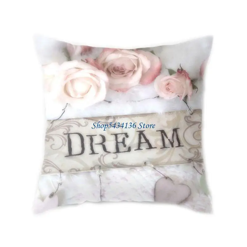 H7ED 45x45CM Mediterranean Nordic Peach Home Decorative Cushion Cover Co
