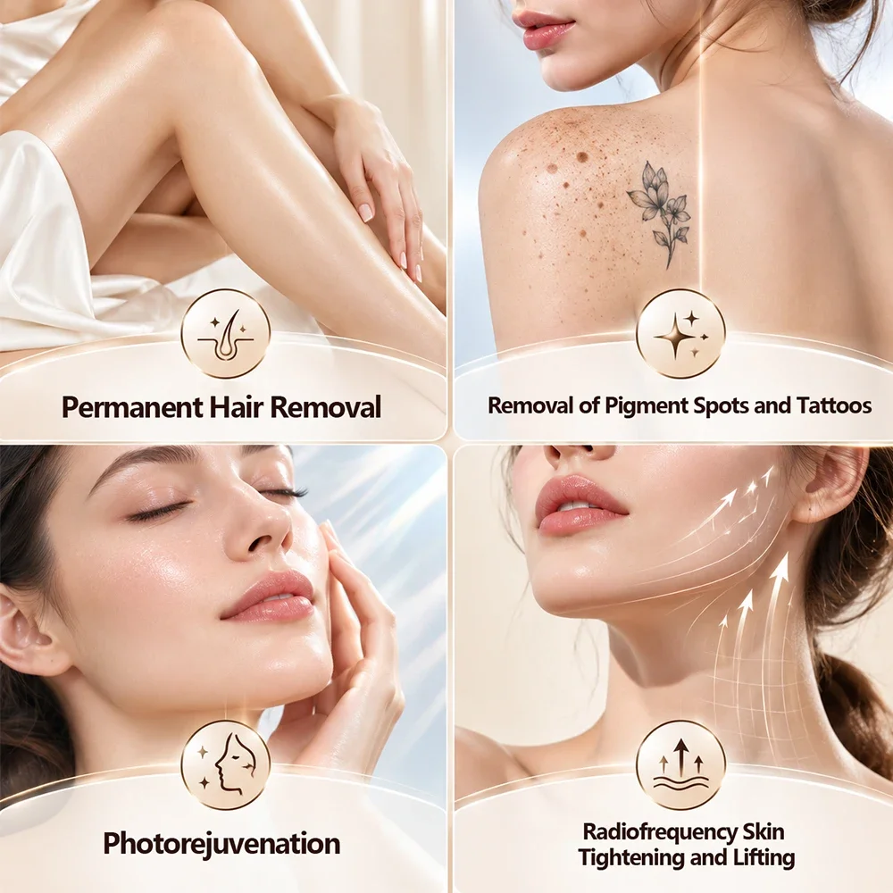 4 in1 Hair Removal Diode Lasr IPL RF Machine 755nm 808nm 1064nm 940nm 4 Wave Diode ND:YAG IPL RF Laser Ice Titanium Soprano
