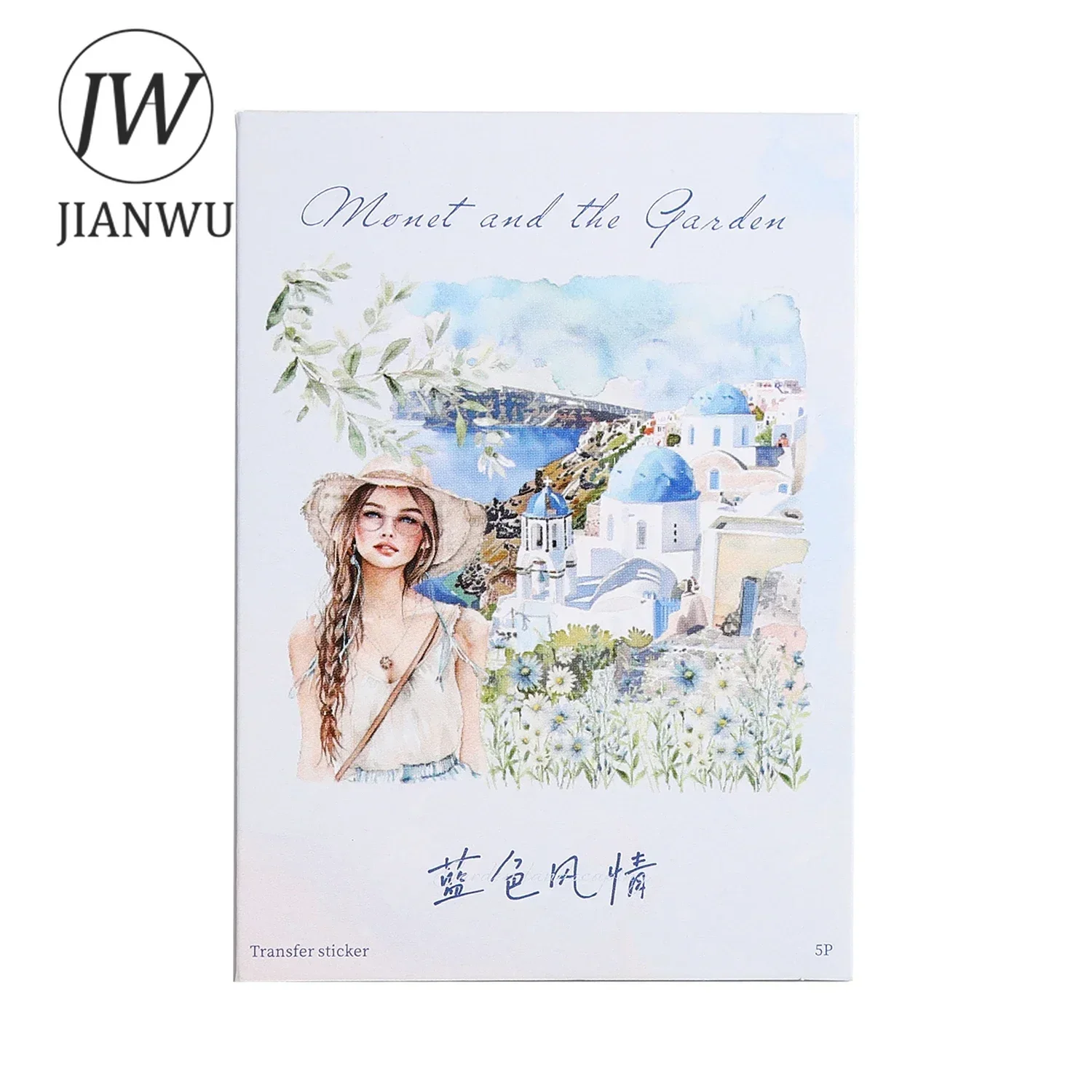 JIANWU Monet and The Garden Series Plant Flower Character Material Collage PVC Transfer Sticker Creative Journal Stationery